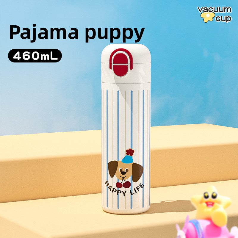 Cartoon Insulated Water Bottle with Straw