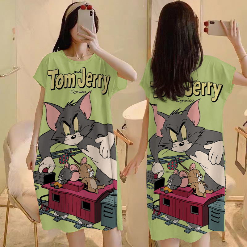 Cartoon loose short-sleeved nightgown