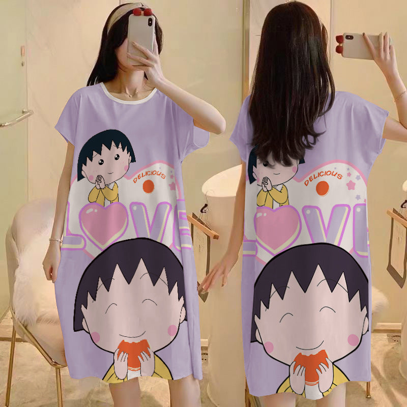 Cartoon loose short-sleeved nightgown
