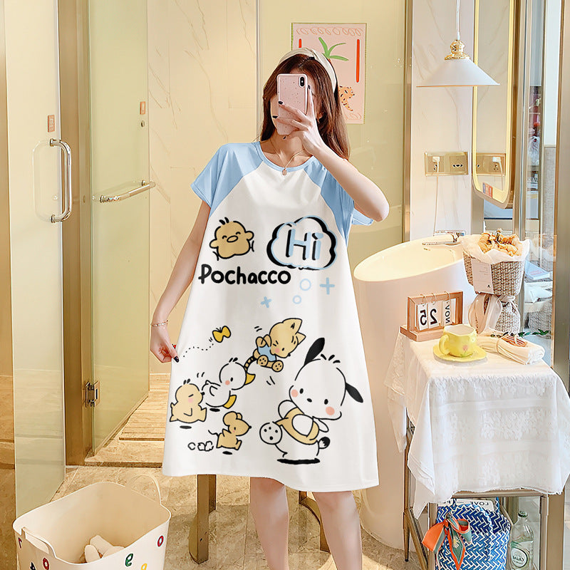 Cartoon loose short-sleeved nightgown