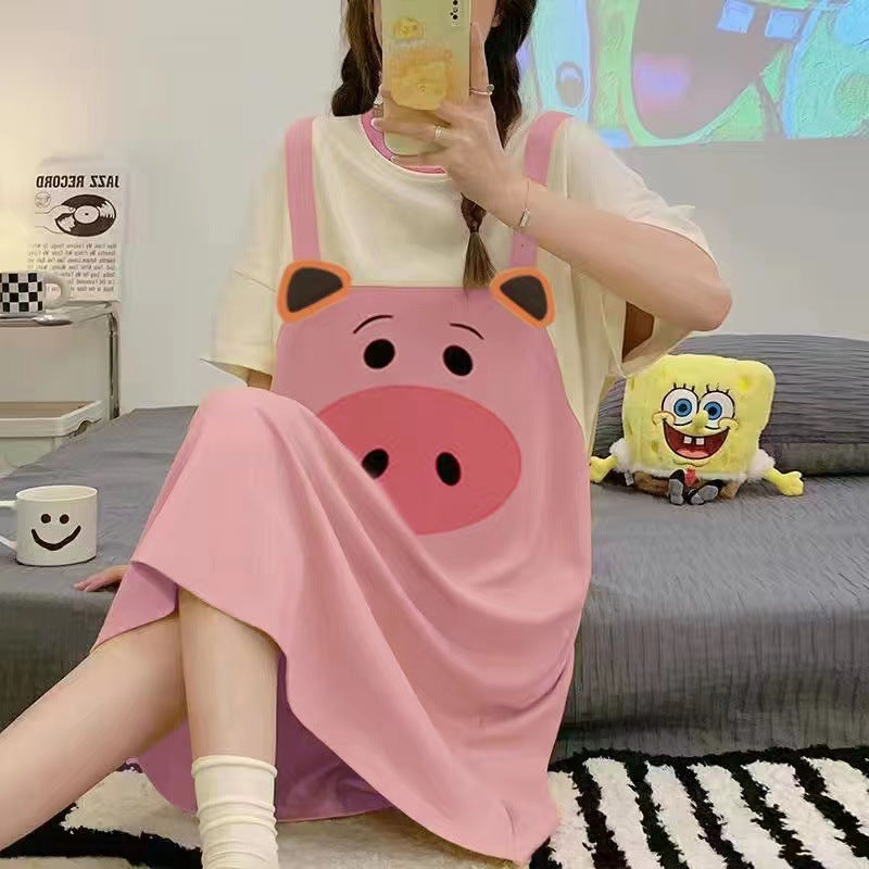 Cartoon loose short-sleeved nightgown