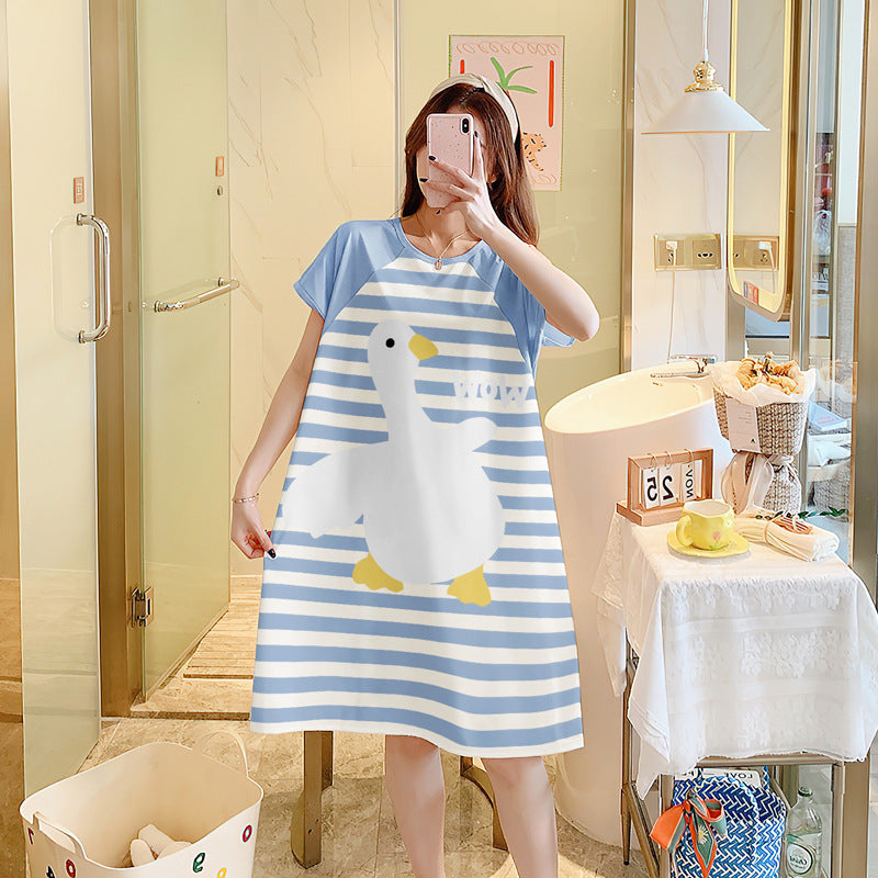 Cartoon loose short-sleeved nightgown