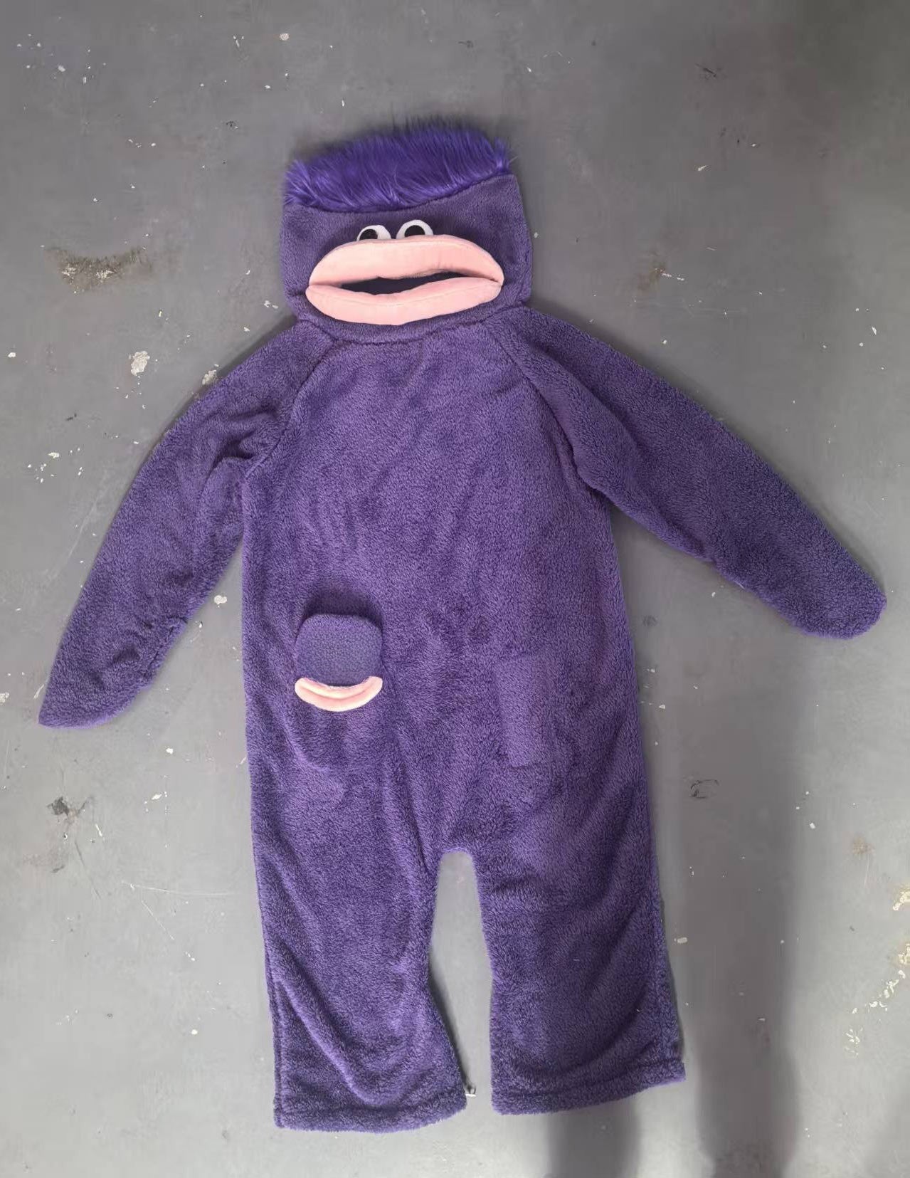 Cartoon Monster Print Kids Fleece Pajamas
