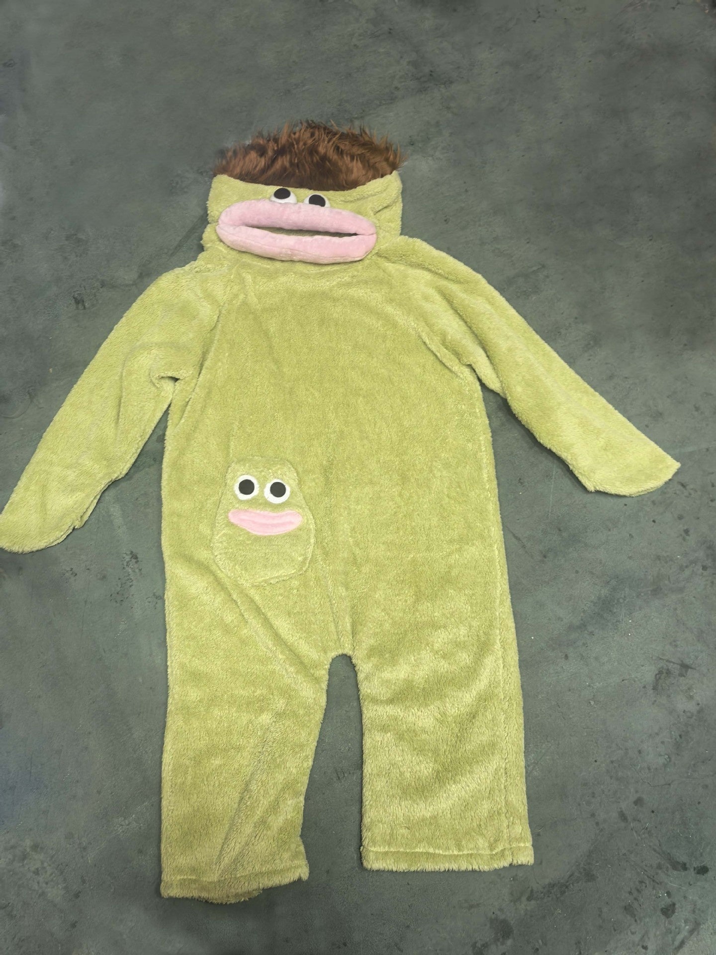 Cartoon Monster Print Kids Fleece Pajamas