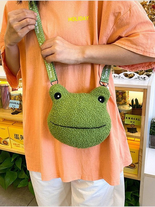 Cartoon Plush Frog Crossbody Bag