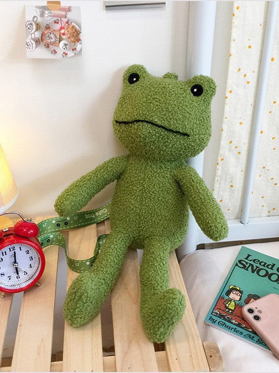 Cartoon Plush Frog Crossbody Bag