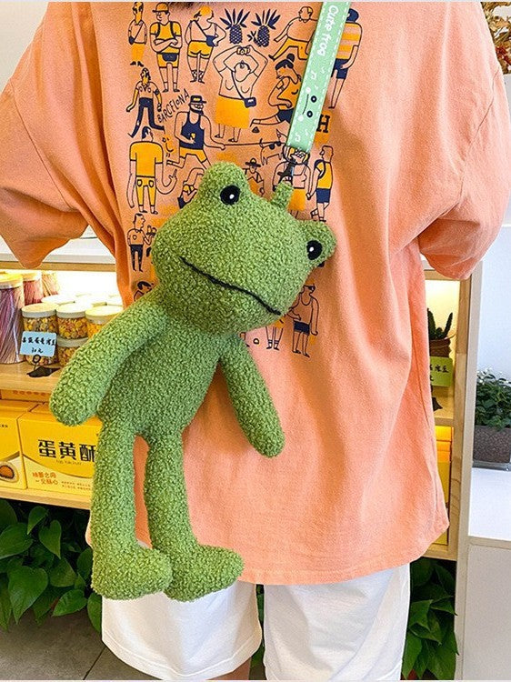 Cartoon Plush Frog Crossbody Bag