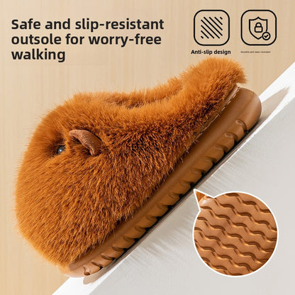 Cartoon plush home cotton slippers