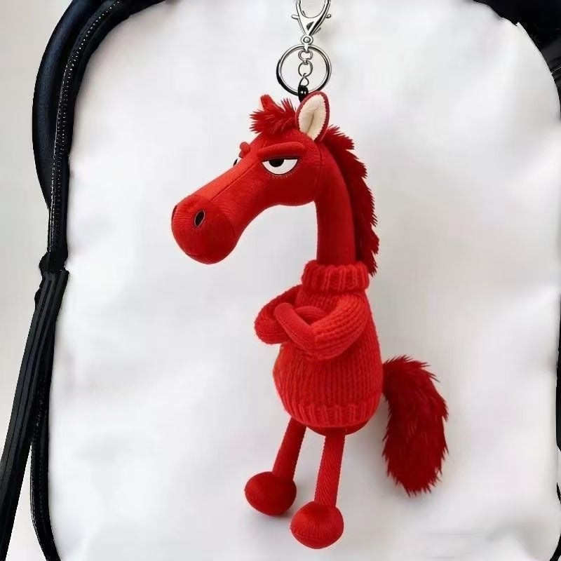 Cartoon Plush Horse Hanging Ornament