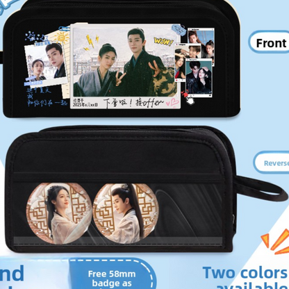 Cartoon Print Canvas Pen Case