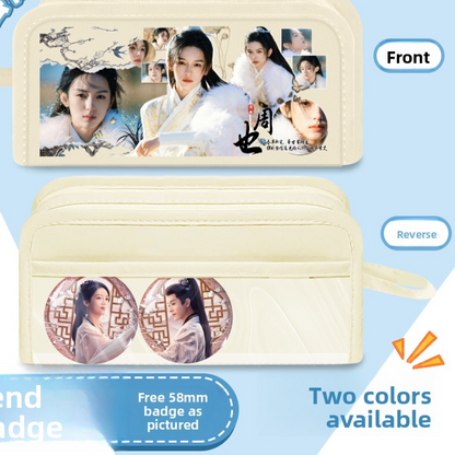 Cartoon Print Canvas Pen Case