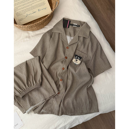 Cartoon Print Mens Pajama Set Long Sleeve Home Wear