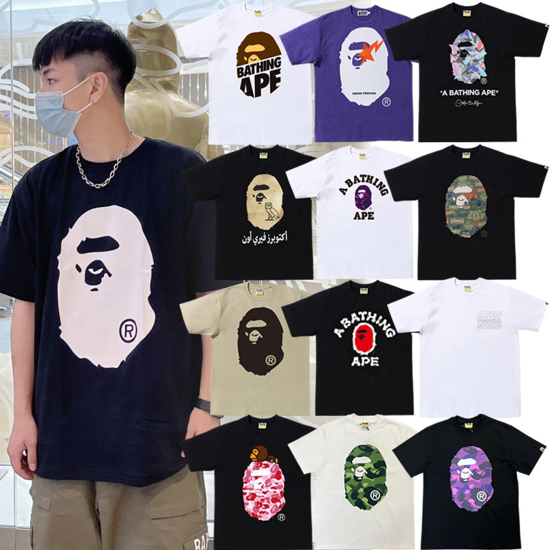 Cartoon Printed T-Shirt for Men and Women, Half-Sleeved Short T-Shirt