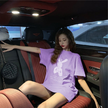 Cartoon Rabbit Print Loose Fit