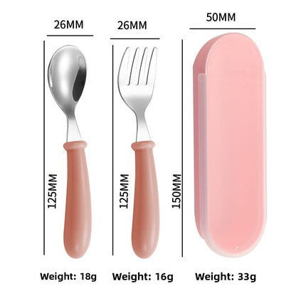 Cartoon stainless steel spoon and fork set box