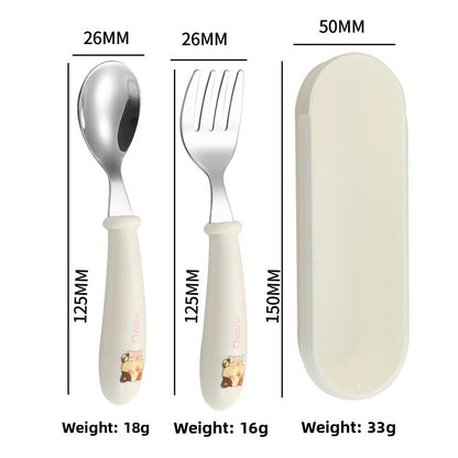 Cartoon stainless steel spoon and fork set box