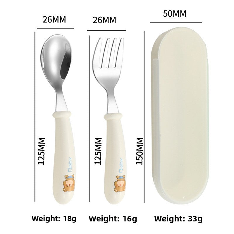 Cartoon stainless steel spoon and fork set box