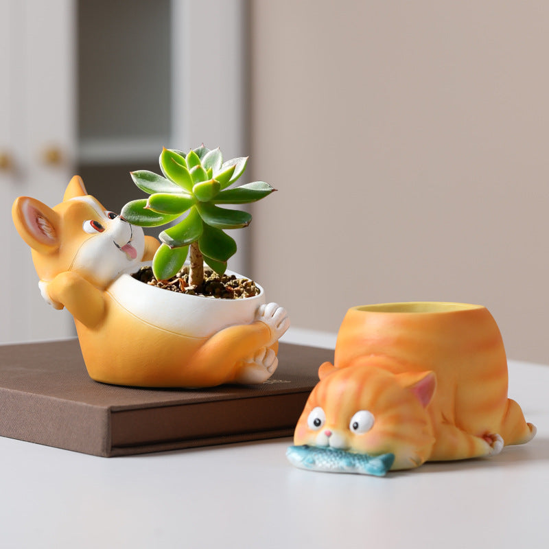 Cartoon-style succulent pot