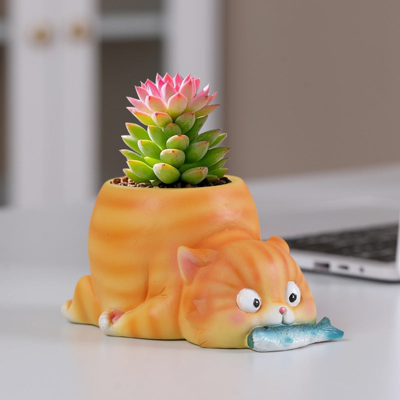 Cartoon-style succulent pot