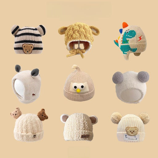 Cartoon-style warm knitted hat