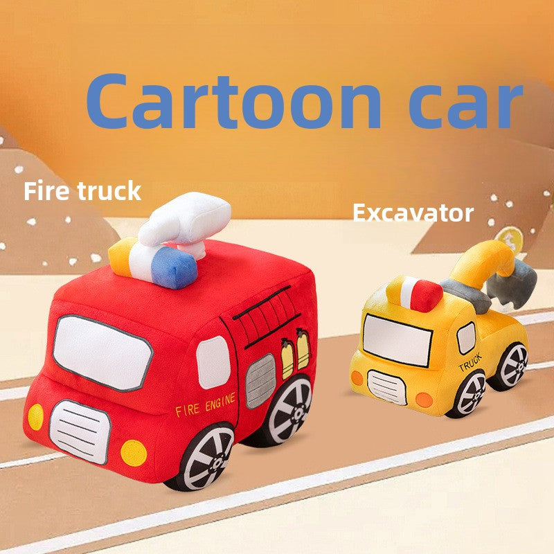 Cartoon Vehicle Plush Toy for Kids