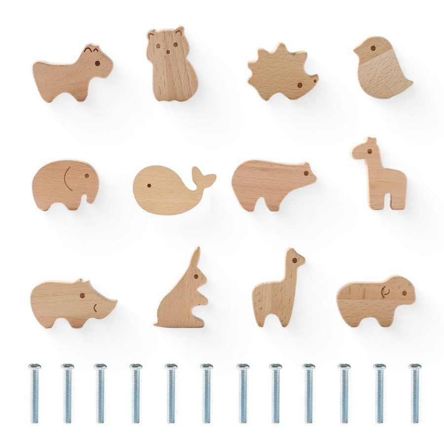 Cartoon Wooden Animal Drawer Pull Handle