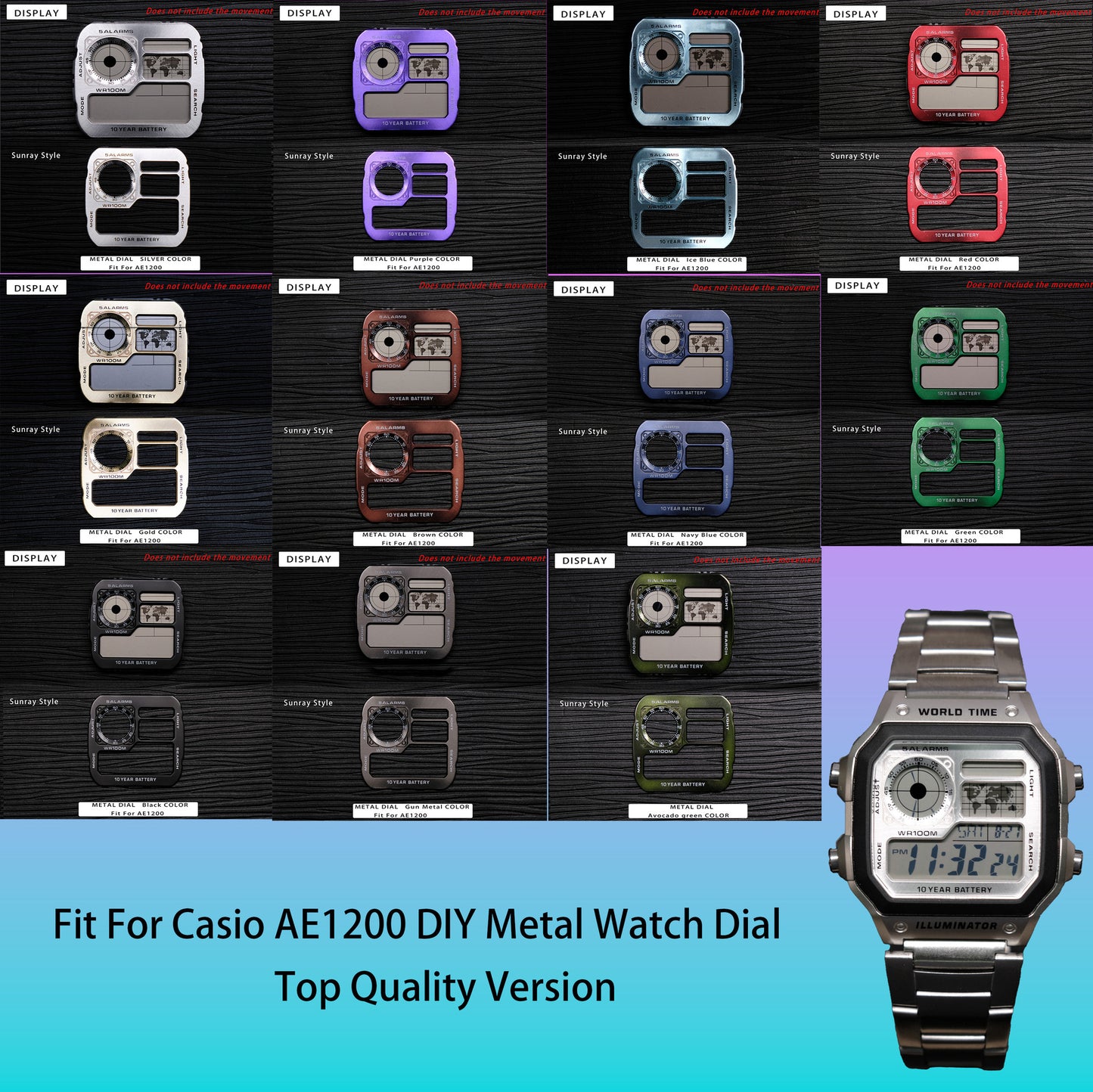 Casio AE1200 Watch Dial Modification Kit