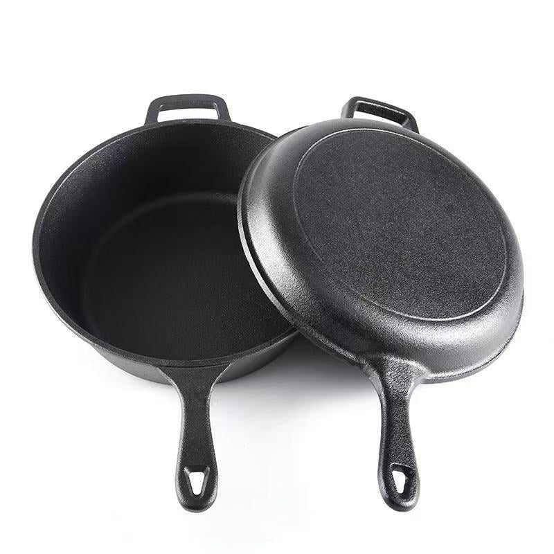Cast Iron Dual-Use Frying and Stewing Pot