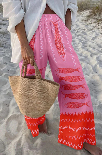 Casual 3D Fish Print Leisure Suit