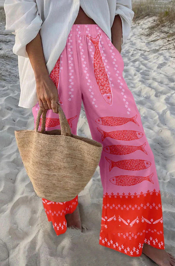 Casual 3D Fish Print Leisure Suit