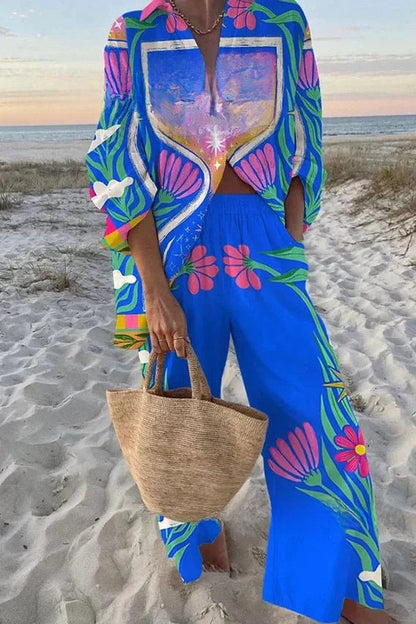 Casual 3D Fish Print Leisure Suit