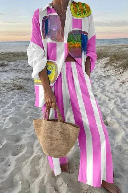 Casual 3D Fish Print Leisure Suit