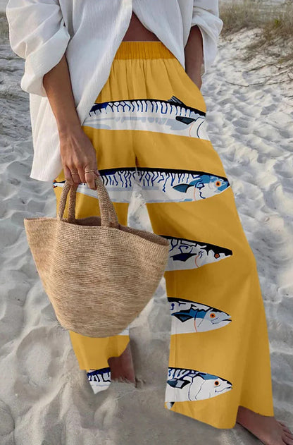 Casual 3D Fish Print Leisure Suit