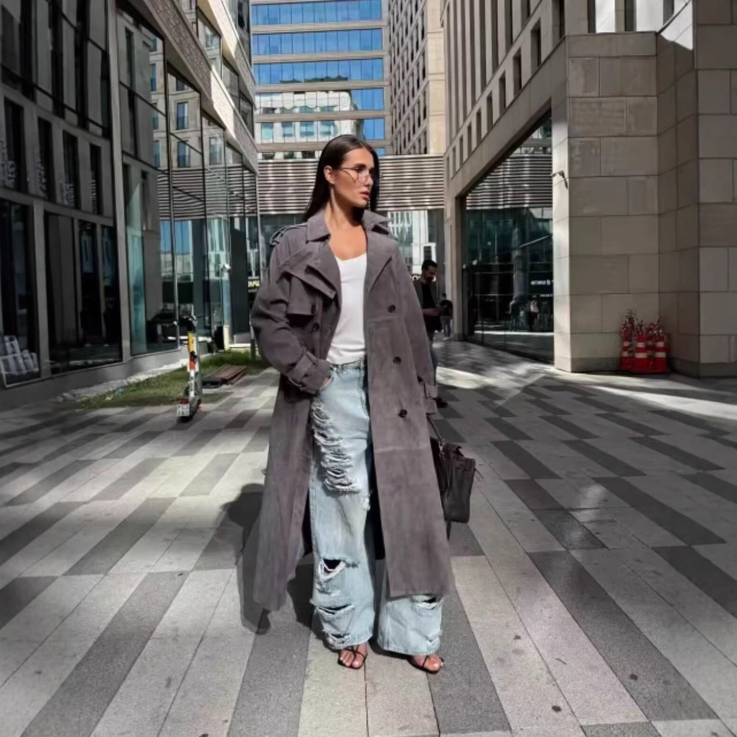 Casual Belted Trench Coat for Women