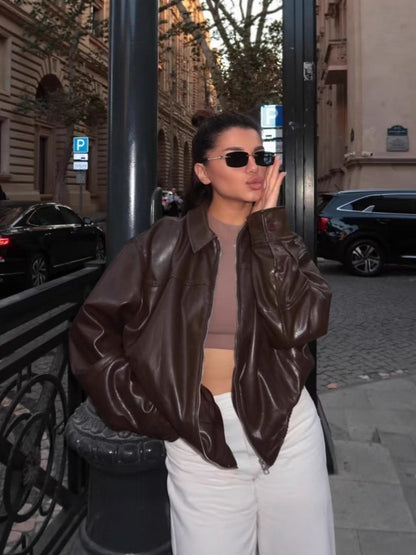 Casual Bomber Leather Jacket