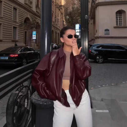 Casual Bomber Leather Jacket