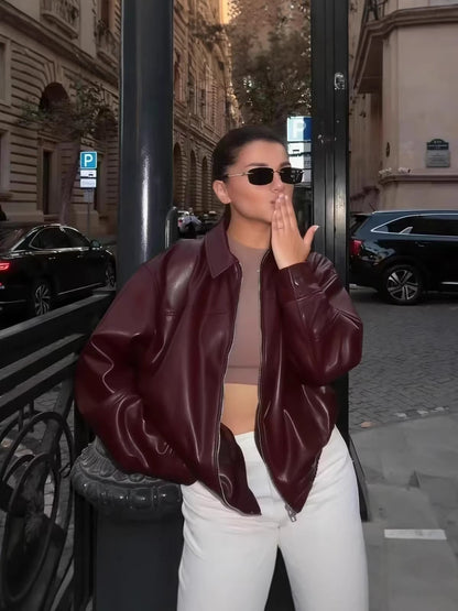 Casual Bomber Leather Jacket