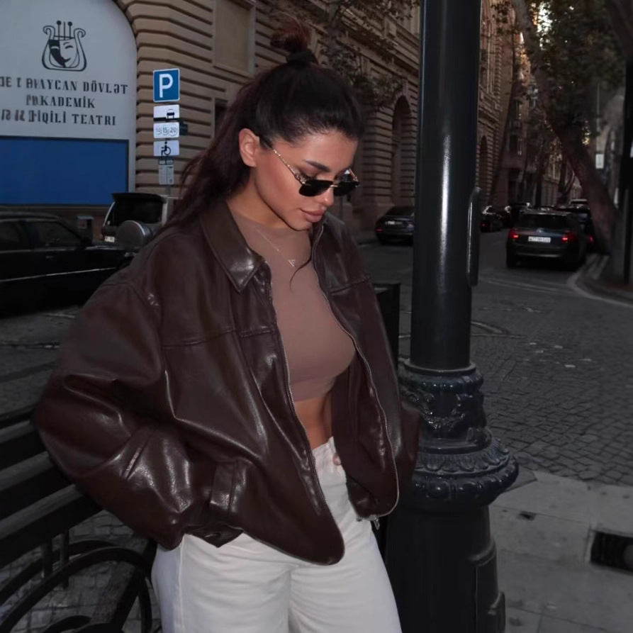 Casual Bomber Leather Jacket