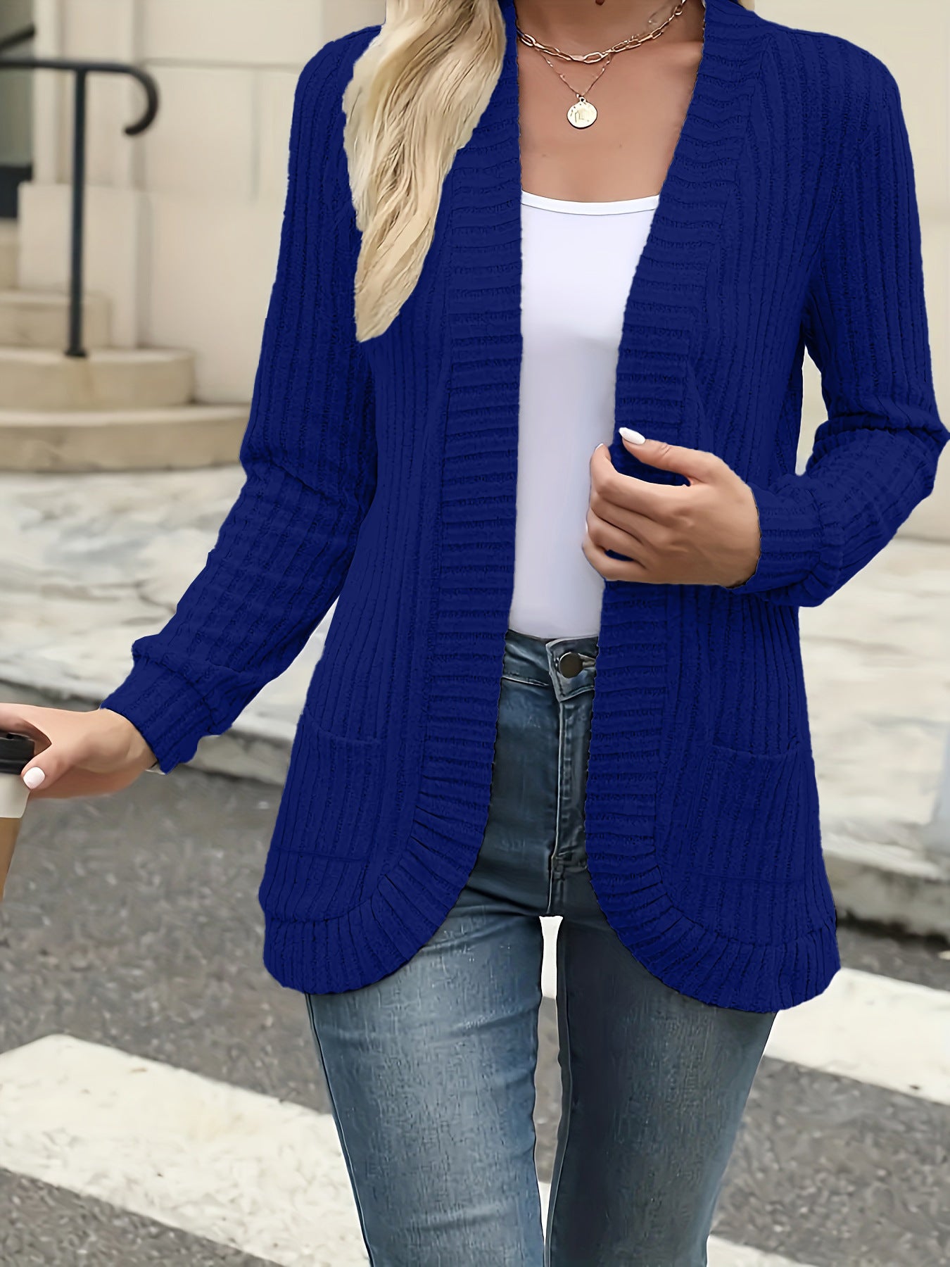 Casual Brushed Long Sleeve Cardigan