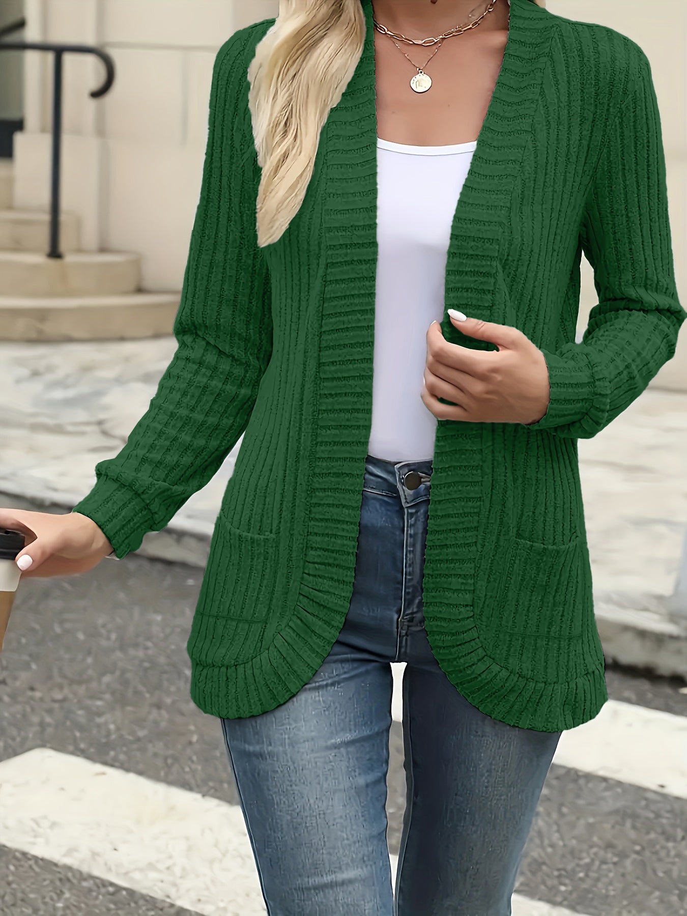 Casual Brushed Long Sleeve Cardigan