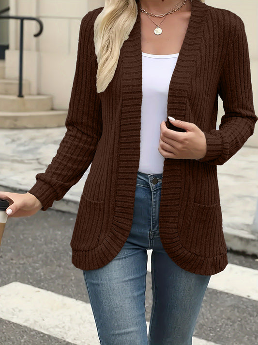 Casual Brushed Long Sleeve Cardigan