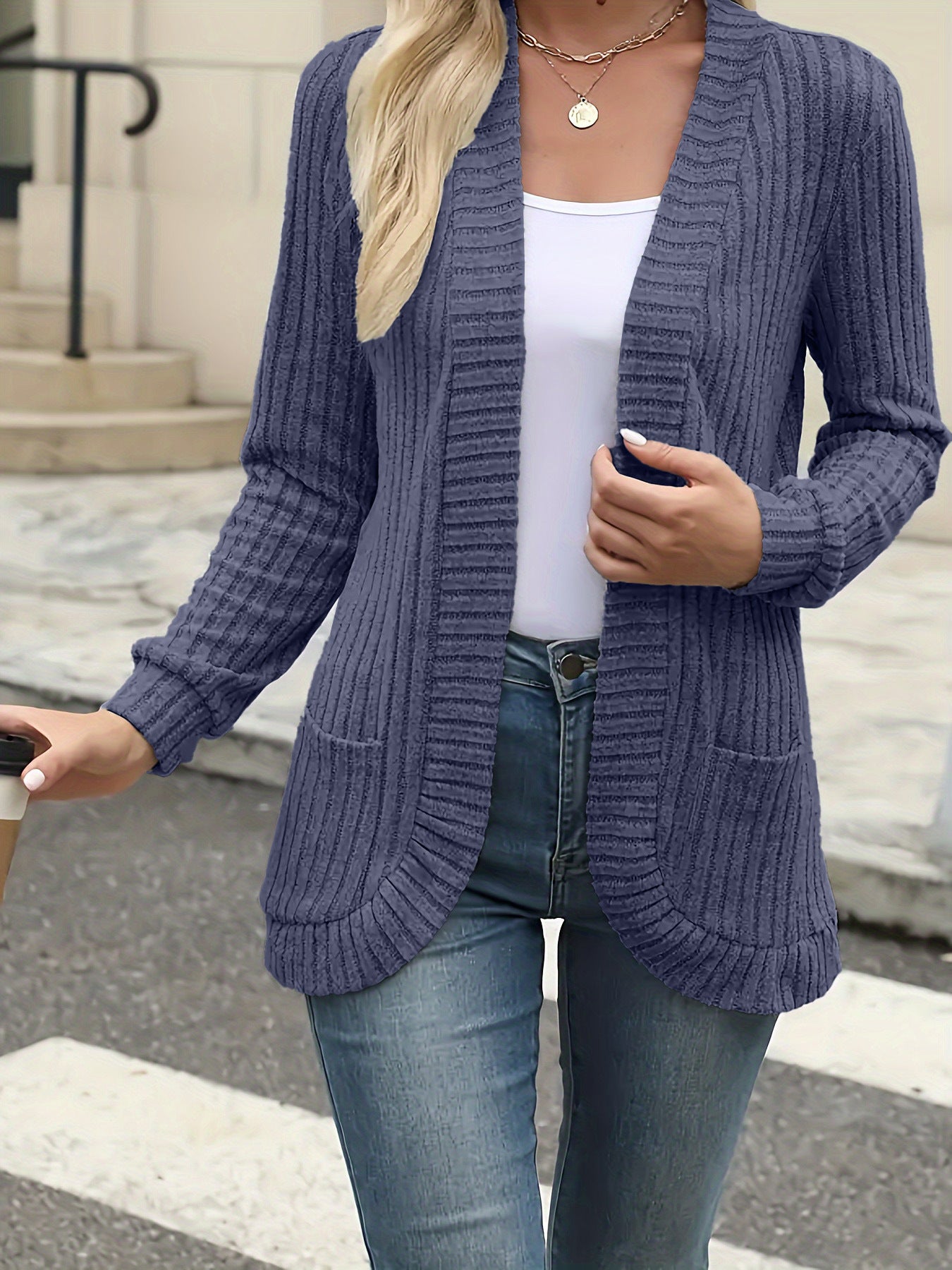Casual Brushed Long Sleeve Cardigan