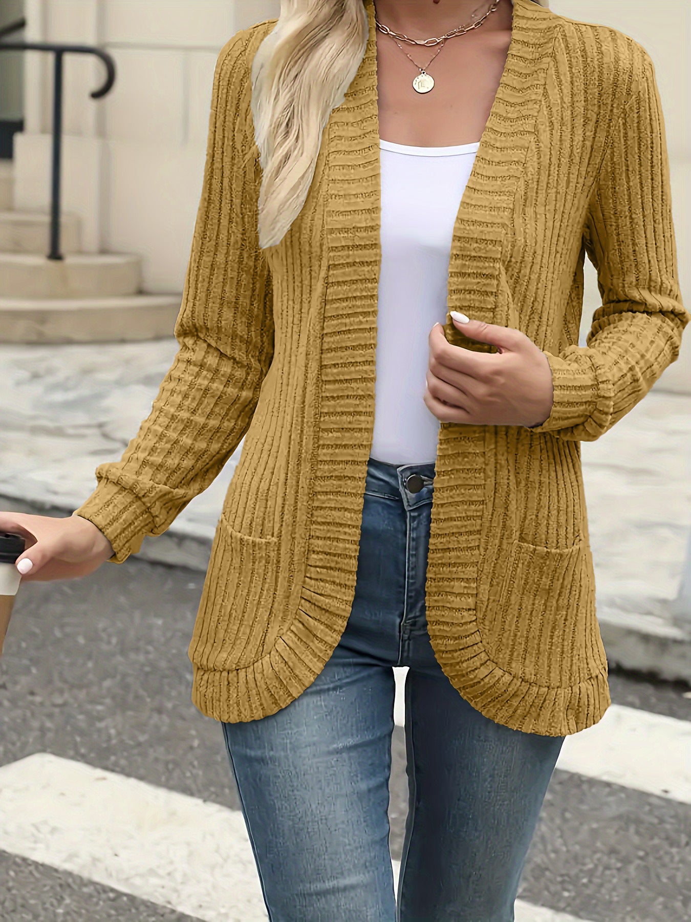 Casual Brushed Long Sleeve Cardigan