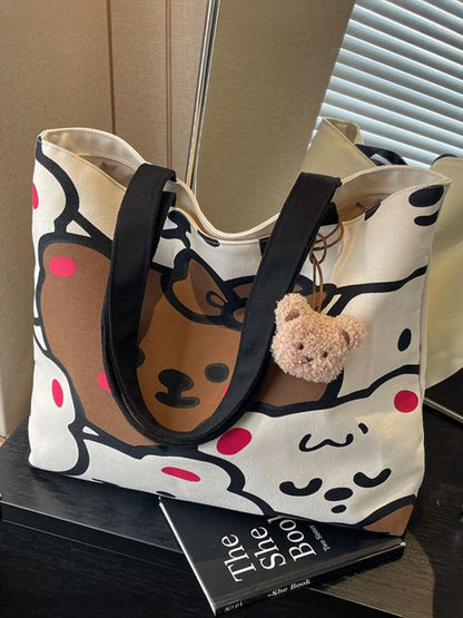 Casual Cartoon Bear Canvas Shoulder Bag