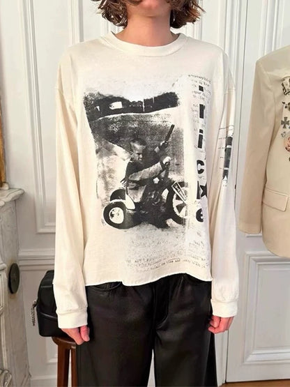 Casual Cartoon Print Cotton T-Shirt