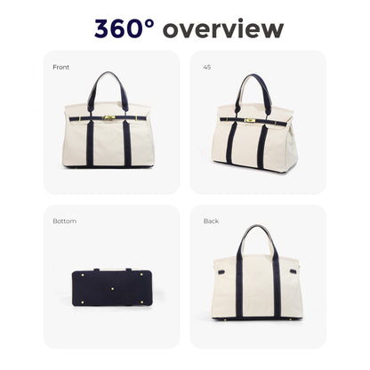 Casual Color Block Canvas Tote Bag