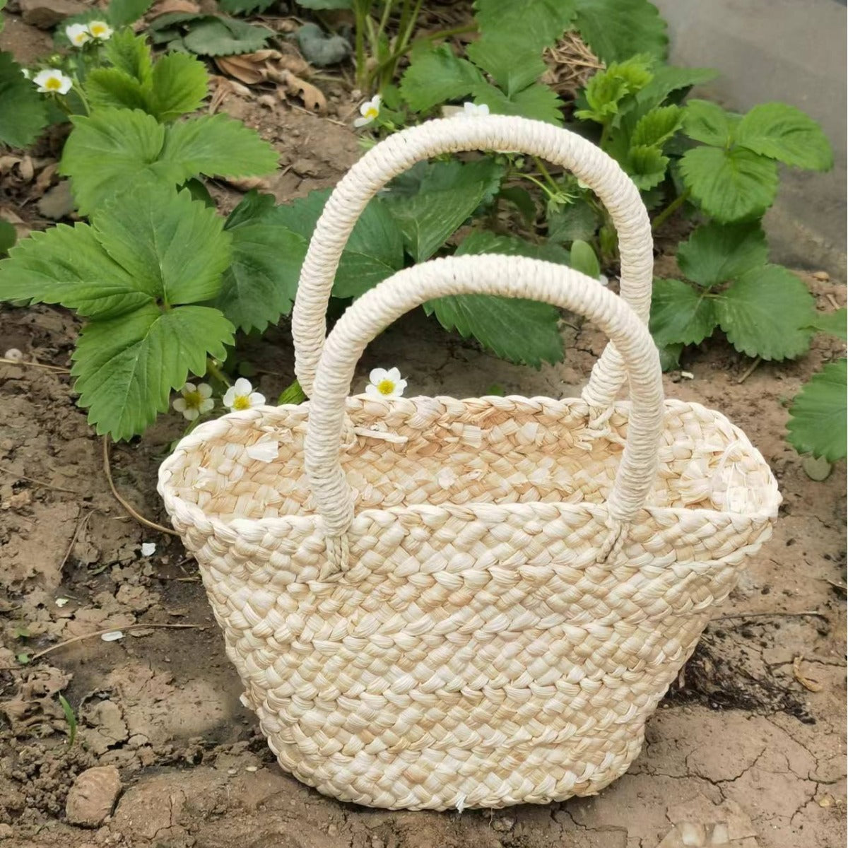 Casual Corn Husk Woven Handbag