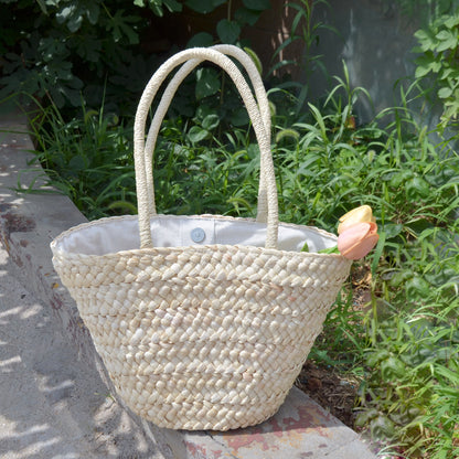 Casual Corn Husk Woven Handbag