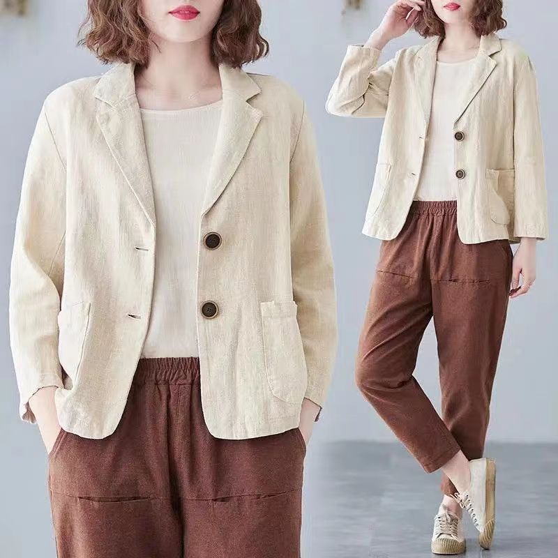 Casual Cotton Linen Jacket for Women