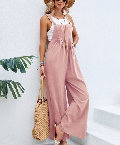 Casual Cotton Suspenders Pants for Women